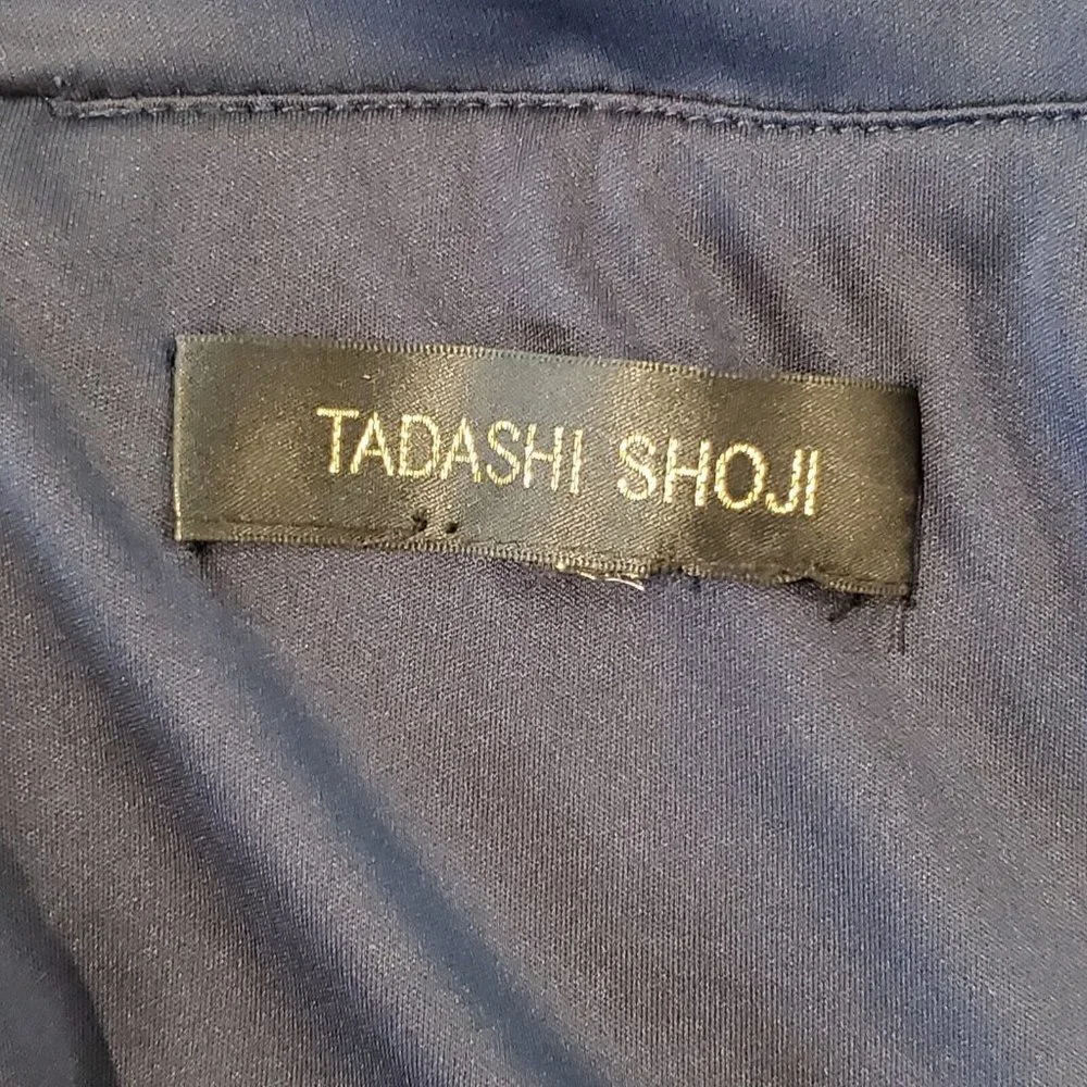Tadashi Shoji Tulle Twist‎ Formal Maxi Gown Mother of Pride Navy Blue Size 12